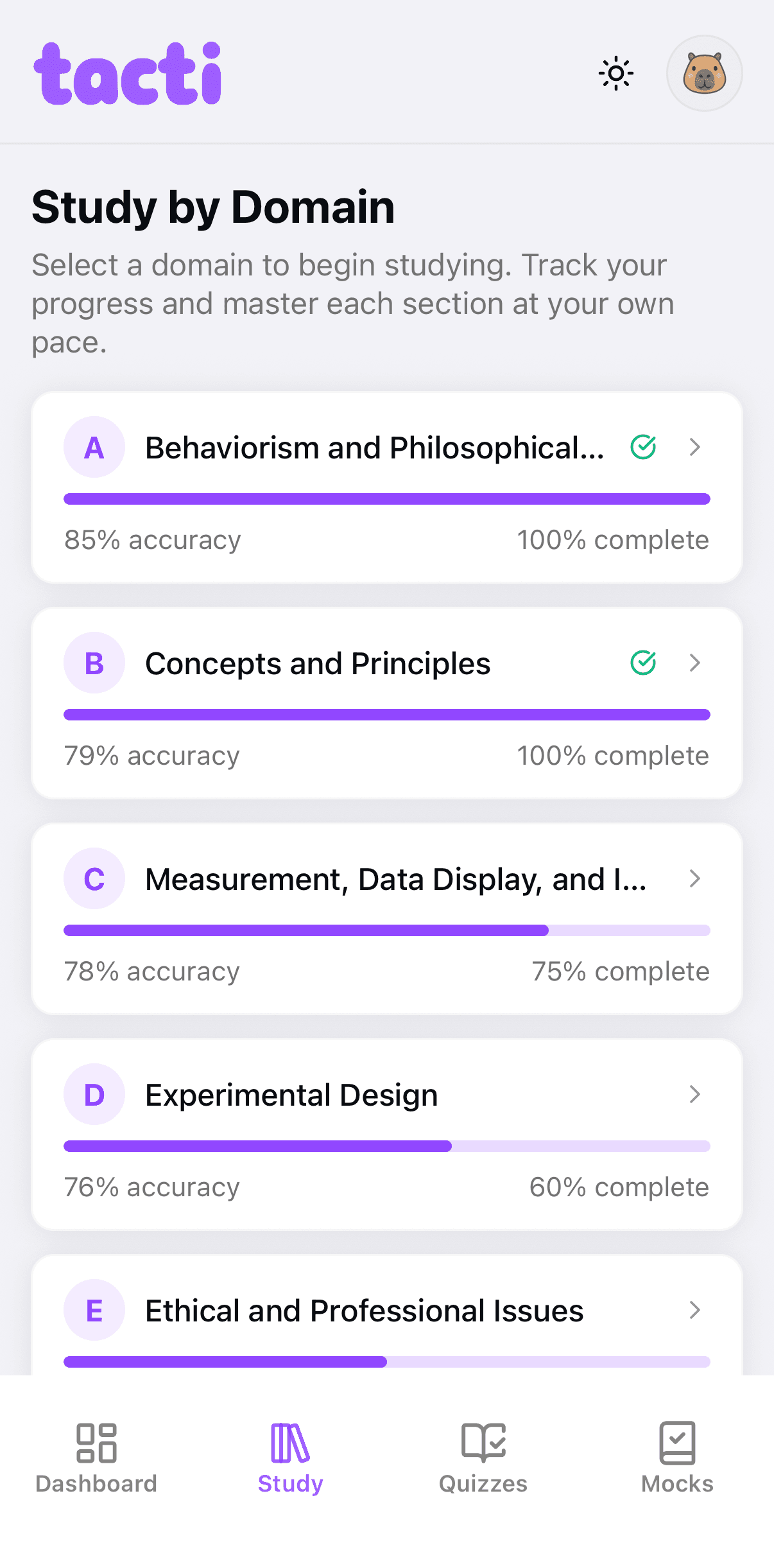 Tacti Study by Domain